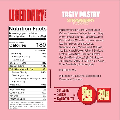 Legendary Foods Strawberry Cake-Style Tasty Pastry | Low Carb High Protein Keto Snack