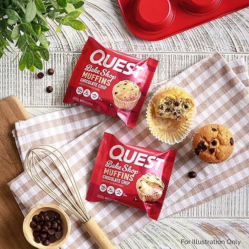 Quest Bake Shop Chocolate Chip Muffins: 10g Protein, 2g Net Carbs, Low Sugar - 8 Pack
