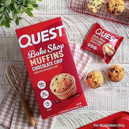 Quest Bake Shop Chocolate Chip Muffins: 10g Protein, 2g Net Carbs, Low Sugar - 8 Pack