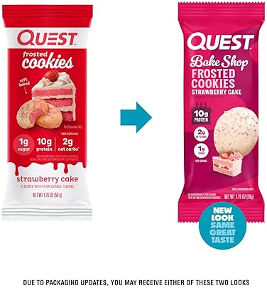 Quest Nutrition Frosted Cookies Twin Pack - Strawberry Cake Flavor, Low Sugar, High Protein, Gluten-Free - 16 Cookies"