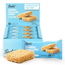 Sinless Snacks Marsh Mallow Krisp - Keto-Friendly Gluten-Free Bars - Soft & Chewy Low Sugar - 8 Pack