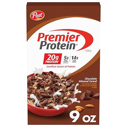 Premier Protein Chocolate Almond Cereal - High Protein, 20g per Serving, 9 oz Box