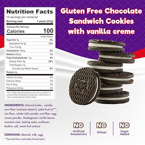 ChocZero Keto Chocolate Sandwich Cookies - Low Sugar, Gluten-Free Dunkies (1 Box, 9oz)
