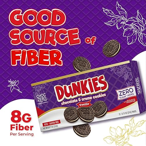 ChocZero Keto Chocolate Sandwich Cookies - Low Sugar, Gluten-Free Dunkies (1 Box, 9oz)