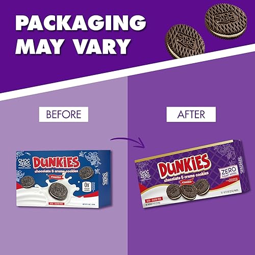 ChocZero Keto Chocolate Sandwich Cookies - Low Sugar, Gluten-Free Dunkies (1 Box, 9oz)