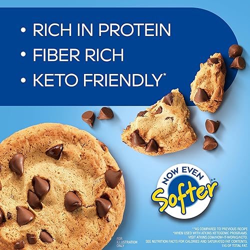 Atkins Chocolate Chip Protein Cookie - Low Carb, High Fiber, Keto-Friendly - 4 Pack