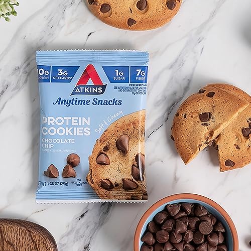 Atkins Chocolate Chip Protein Cookie - Low Carb, High Fiber, Keto-Friendly - 4 Pack