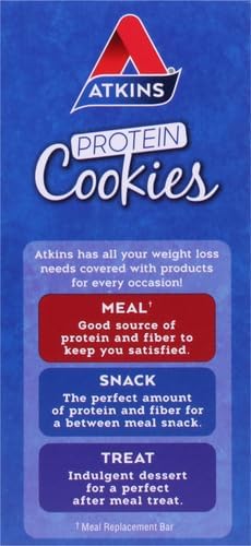 Atkins Chocolate Chip Protein Cookie - Low Carb, High Fiber, Keto-Friendly - 4 Pack