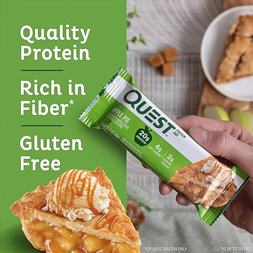 Quest Nutrition Apple Pie Protein Bar - 20g Protein, 4g Net Carbs - Gluten Free, Keto Friendly - 12 Count"
