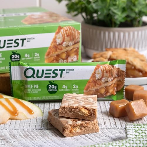 Quest Nutrition Apple Pie Protein Bar - 20g Protein, 4g Net Carbs - Gluten Free, Keto Friendly - 12 Count"