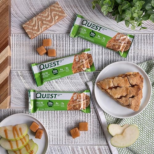 Quest Nutrition Apple Pie Protein Bar - 20g Protein, 4g Net Carbs - Gluten Free, Keto Friendly - 12 Count"