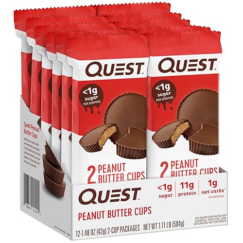 Quest Nutrition Peanut Butter Cups | 11g Protein, 1g Sugar | Low Carb, Gluten Free, Keto | 12 Count