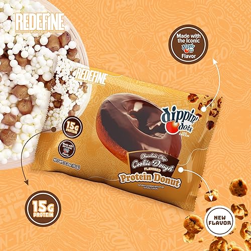 Redefine Foods Protein Donut - Chocolate Chip Cookie Dough Flavor - 15g Protein - 8 Count