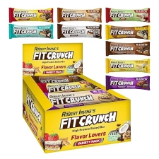 FITCRUNCH Snack Size Protein Bars, 6-Layer Baked Bar, Low Sugar, Gluten-Free & Soft Cake Core (9 Count, Flavor Lovers)
