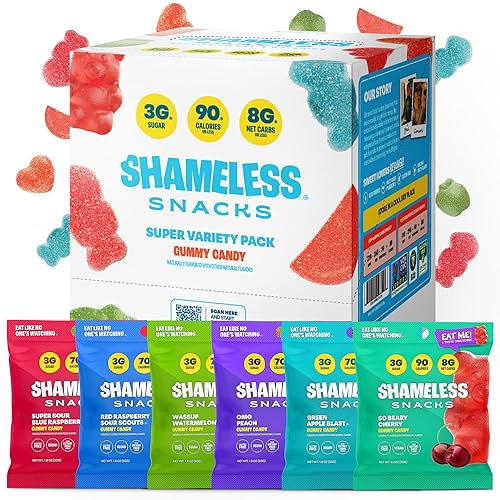 Shameless Snacks - Low Calorie Keto Gummies (Gluten-Free) - 6 Pack Variety