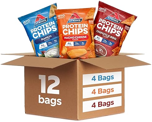 Atkins Protein Chips Variety Pack - Low Carb, High Protein, Gluten-Free - 12 Count