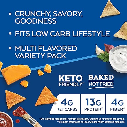 Atkins Protein Chips Variety Pack - Low Carb, High Protein, Gluten-Free - 12 Count