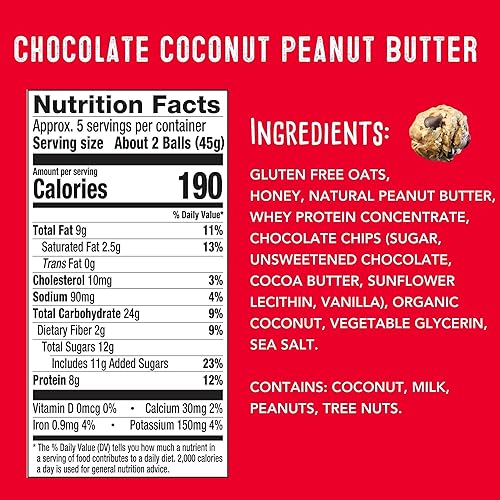 SimplyFuel Chocolate Coconut Peanut Butter Protein Balls - 8g Protein Snack
