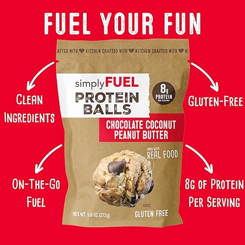 SimplyFuel Chocolate Coconut Peanut Butter Protein Balls - 8g Protein Snack