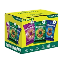 Crisp Power High Protein Pretzel Crisps - 6 Pack, 1.75 oz Each - Plant-Based Snack with 28g Protein, Vegan, Keto-Friendly