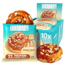 Legendary Foods 22g Protein Sweet Roll - Sticky Bun Caramel Flavor - High Protein Low Carb Snack - Gluten-Free & Keto - 10-Pack