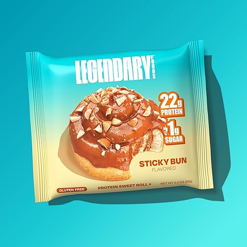 Legendary Foods 22g Protein Sweet Roll - Sticky Bun Caramel Flavor - High Protein Low Carb Snack - Gluten-Free & Keto - 10-Pack