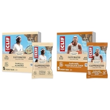 CLIF BAR Organic Caffeinated Energy Bars - Caramel Chocolate Chip & Vanilla Almond Flavor - Non-GMO - Plant Based Protein (10-Pack)