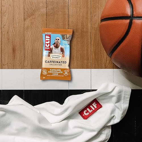 CLIF BAR Organic Caffeinated Energy Bars - Caramel Chocolate Chip & Vanilla Almond Flavor - Non-GMO - Plant Based Protein (10-Pack)