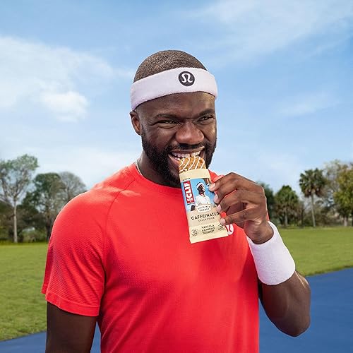 CLIF BAR Organic Caffeinated Energy Bars - Caramel Chocolate Chip & Vanilla Almond Flavor - Non-GMO - Plant Based Protein (10-Pack)