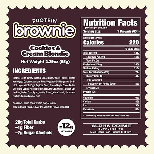 Alpha Prime Supplements Protein Brownie Bites | High Protein, Collagen-Infused, Low Sugar Treat | Variety Pack of 12 Bars