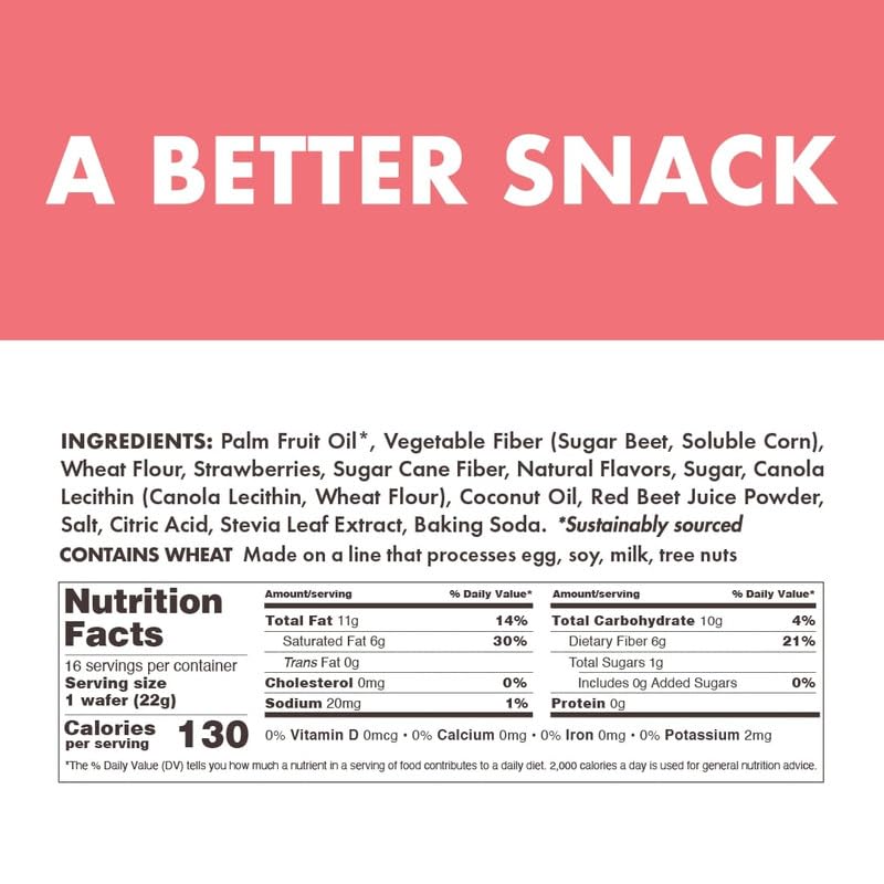 Rip Van Strawberry Keto Wafer Cookies - Vegan Snacks - Non GMO, Low Sugar & Calorie - 16 Count