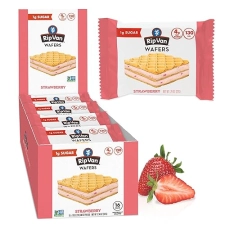 Rip Van Strawberry Keto Wafer Cookies - Vegan Snacks - Non GMO, Low Sugar & Calorie - 16 Count