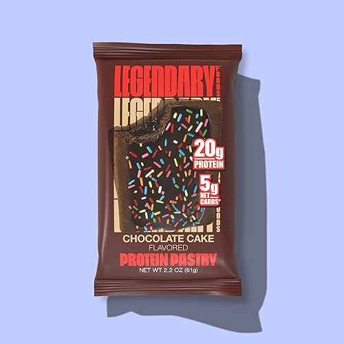 Legendary Foods 20g Protein Pastry Bar - Low Carb Meal Replacement, Keto Snack Box - Gluten Free, Zero Sugar Energy Bars