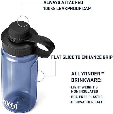 YETI Yonder Water Bottle with Tether Cap - Lightweight, Leakproof, BPA