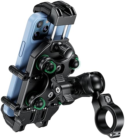 BRCOVAN MOTORCYCLE PHONE HOLDER WITH VIBRATION DAMPENER & SECURE LOCK, ANTI-THEFT MOUNT FOR 5.4''-7.2'' SMARTPHONES