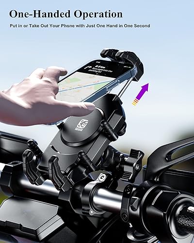 BRCOVAN MOTORCYCLE PHONE HOLDER WITH VIBRATION DAMPENER & SECURE LOCK, ANTI-THEFT MOUNT FOR 5.4''-7.2'' SMARTPHONES