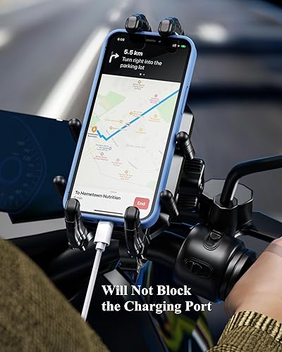 BRCOVAN MOTORCYCLE PHONE HOLDER WITH VIBRATION DAMPENER & SECURE LOCK, ANTI-THEFT MOUNT FOR 5.4''-7.2'' SMARTPHONES