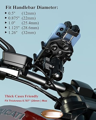 BRCOVAN MOTORCYCLE PHONE HOLDER WITH VIBRATION DAMPENER & SECURE LOCK, ANTI-THEFT MOUNT FOR 5.4''-7.2'' SMARTPHONES