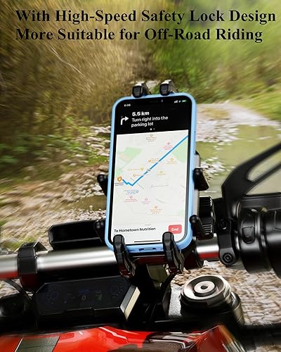 BRCOVAN MOTORCYCLE PHONE HOLDER WITH VIBRATION DAMPENER & SECURE LOCK, ANTI-THEFT MOUNT FOR 5.4''-7.2'' SMARTPHONES