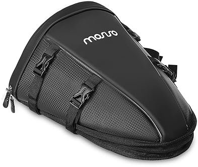 MOSISO WATERPROOF MOTORCYCLE TAIL BAG, 10L MULTIFUNCTIONAL STORAGE SADDLE BAG, BLACK