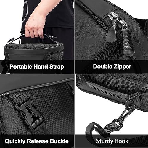 MOSISO WATERPROOF MOTORCYCLE TAIL BAG, 10L MULTIFUNCTIONAL STORAGE SADDLE BAG, BLACK