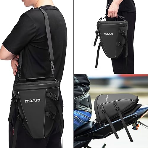 MOSISO WATERPROOF MOTORCYCLE TAIL BAG, 10L MULTIFUNCTIONAL STORAGE SADDLE BAG, BLACK