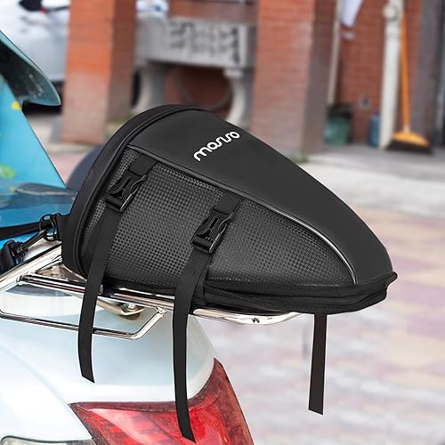 MOSISO WATERPROOF MOTORCYCLE TAIL BAG, 10L MULTIFUNCTIONAL STORAGE SADDLE BAG, BLACK