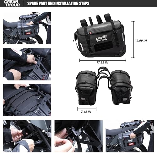GREANTHOUR WATERPROOF MOTORCYCLE SADDLEBAGS WITH LARGE CAPACITY - UNIVERSAL MOTO ACCESSORIES (1 PAIR)