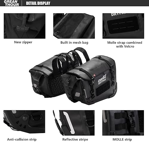 GREANTHOUR WATERPROOF MOTORCYCLE SADDLEBAGS WITH LARGE CAPACITY - UNIVERSAL MOTO ACCESSORIES (1 PAIR)