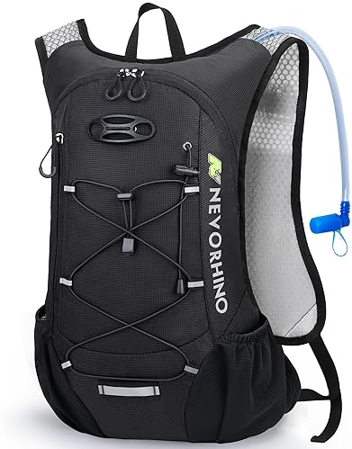 N NEVO RHINO 2L WATER BLADDER HYDRATION BACKPACK FOR RUNNING, CYCLING, HIKING - LIGHTWEIGHT DAYPACK FOR MEN AND WOMEN