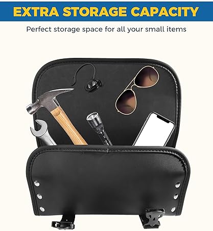 UBOG PU LEATHER MOTORCYCLE HANDLEBAR BAG WITH STRAPS - AUTO BIKE STORAGE ACCESSORY