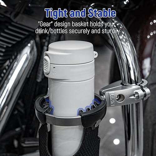 LEXIN LX-C3 MOTORCYCLE CUP HOLDER - 360° SWIVEL MOUNT, LARGE BOAT DRINK HOLDER, METAL HANDLEBAR MOUNT - FITS 7/8'' TO 1 1/4'' HANDLEBARS