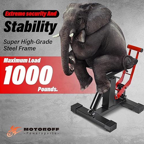 MOTOROFF ADJUSTABLE DIRT BIKE STAND & POWERSPORT JACK | 1000LBS CAPACITY HYDRAULIC LIFT | MAINTENANCE STAND