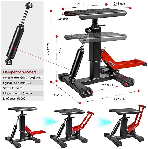 MOTOROFF ADJUSTABLE DIRT BIKE STAND & POWERSPORT JACK | 1000LBS CAPACITY HYDRAULIC LIFT | MAINTENANCE STAND